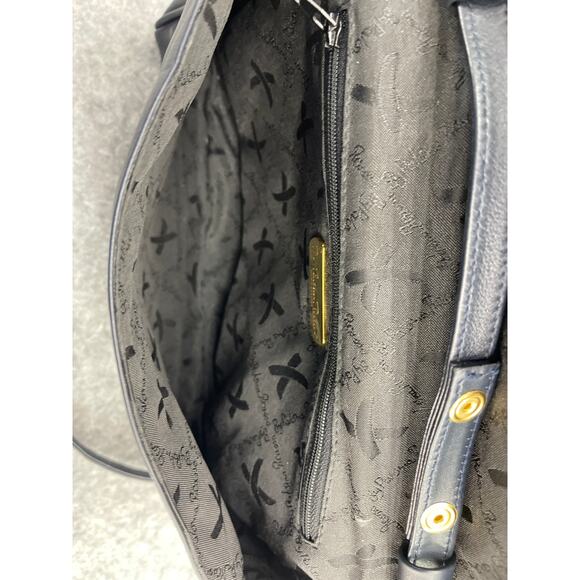 Paloma Picasso Made in Italy Navy Blue Leather Gold Hardware Crossbody Purse - Picture 9 of 16